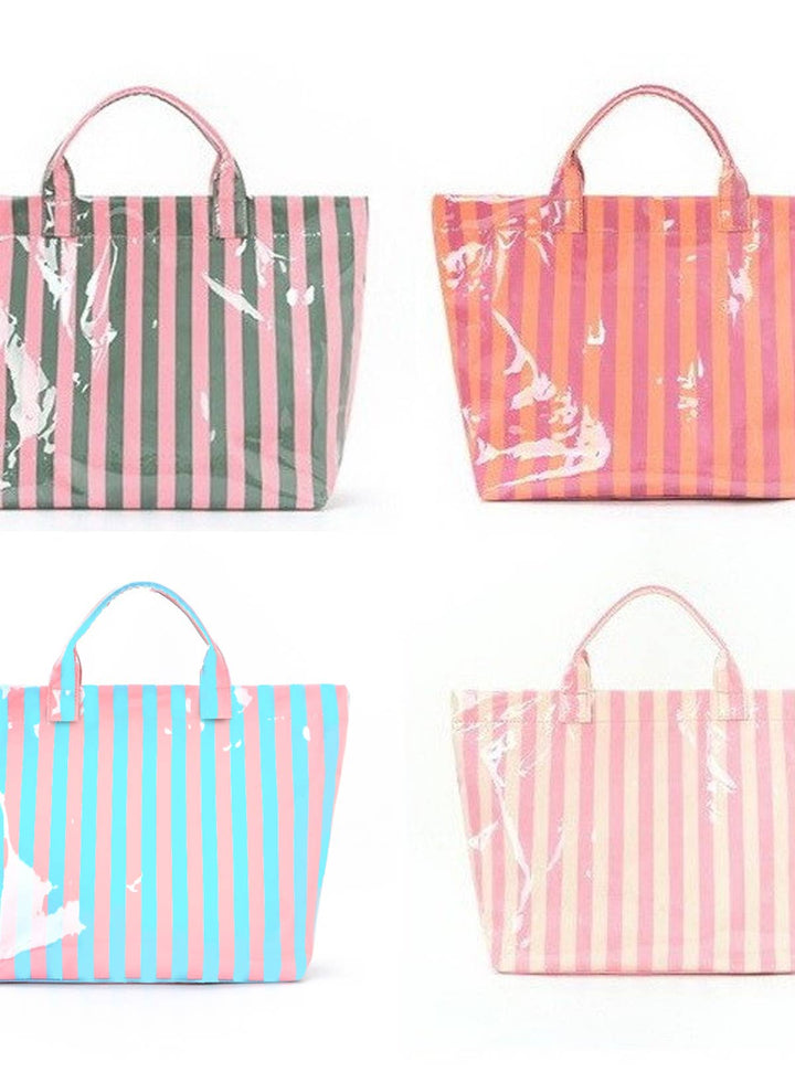 Accessories, Bags - Large Striped Vinyl Tote Bags | 40P595 - - Cultured Cloths Apparel