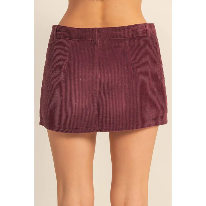 Women's Skirts - Flirty Corduroy Mid Waist Mini Skort - - Cultured Cloths Apparel