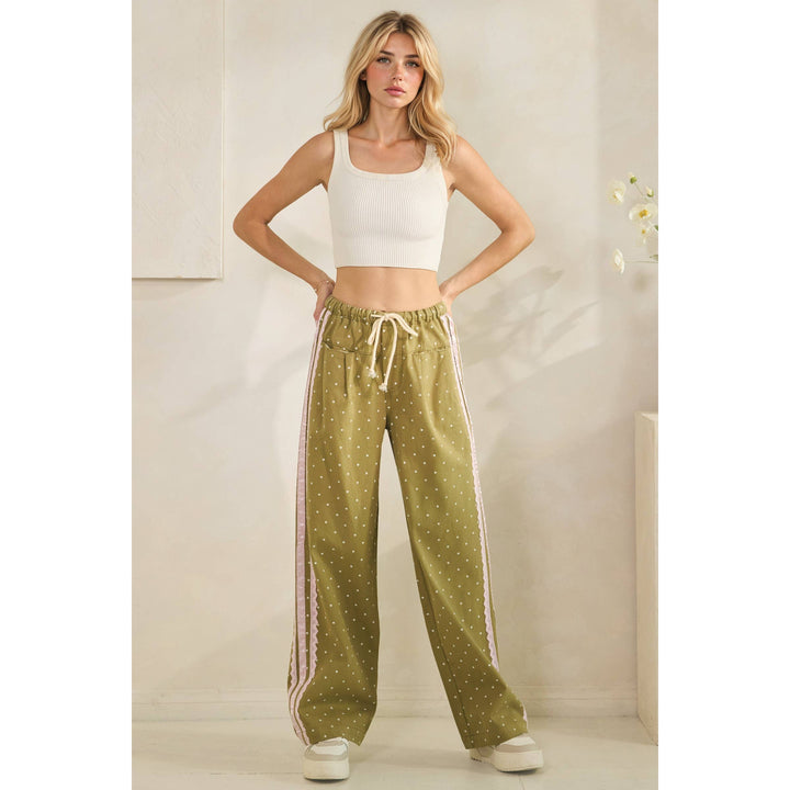 Pants - Polka Dot Pants with Satin Contrast Accents - - Cultured Cloths Apparel