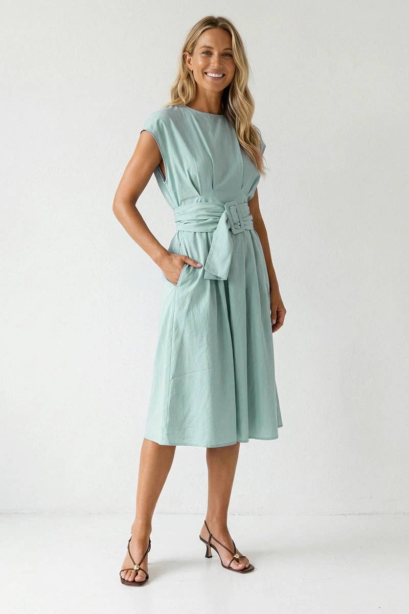 Buckle Detail Midi Dress Rose / Large