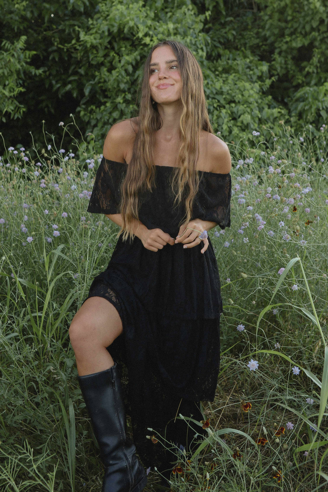 Women's Dresses - LACE Off the Shoulder Lace Dress Black - Black - Cultured Cloths Apparel