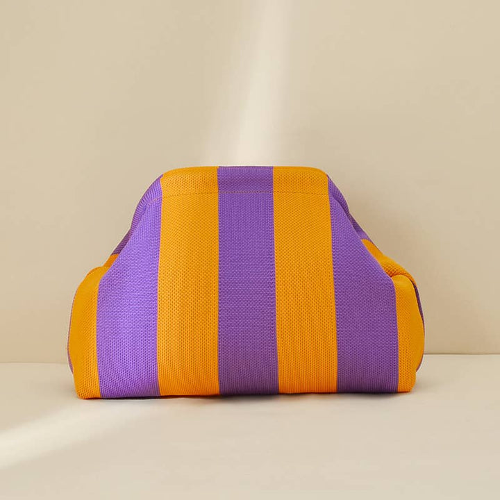 Compact Urban Chic Stripe Design Clutch Bag Makeup Pouch