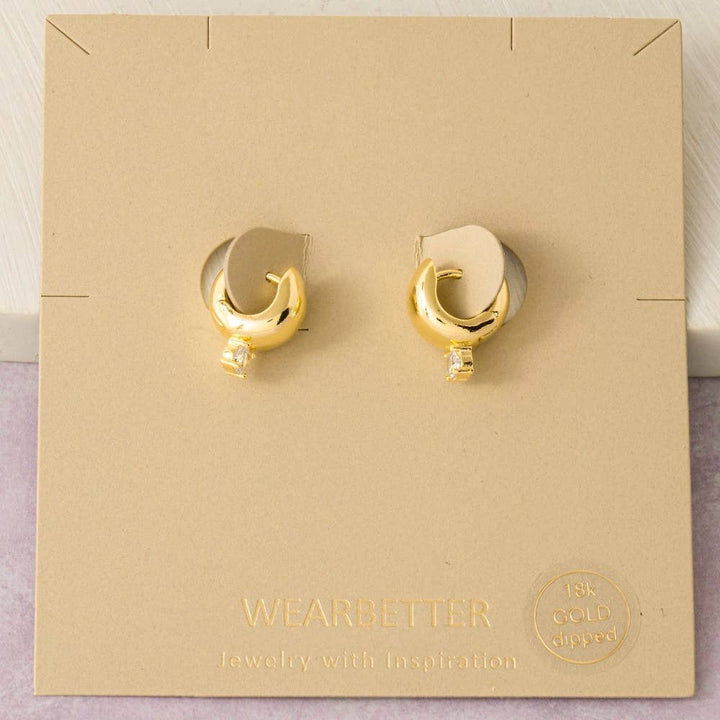 Accessories, Earrings - Gold Dipped Cz Mini Hinge Hoop Earrings - - Cultured Cloths Apparel