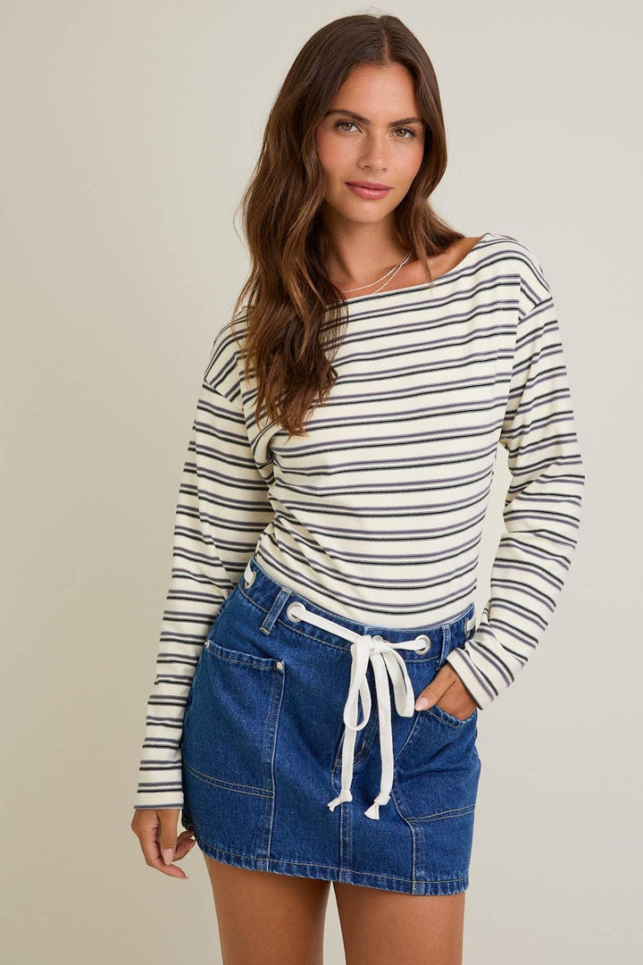 Women's Sweaters - BOAT NECK LONG SLEEVE BODYSUIT - X-Small-Final Sale - Cultured Cloths Apparel