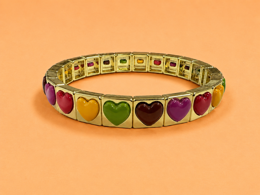 Enamel Stretch Bracelet - Earth Tone Colors