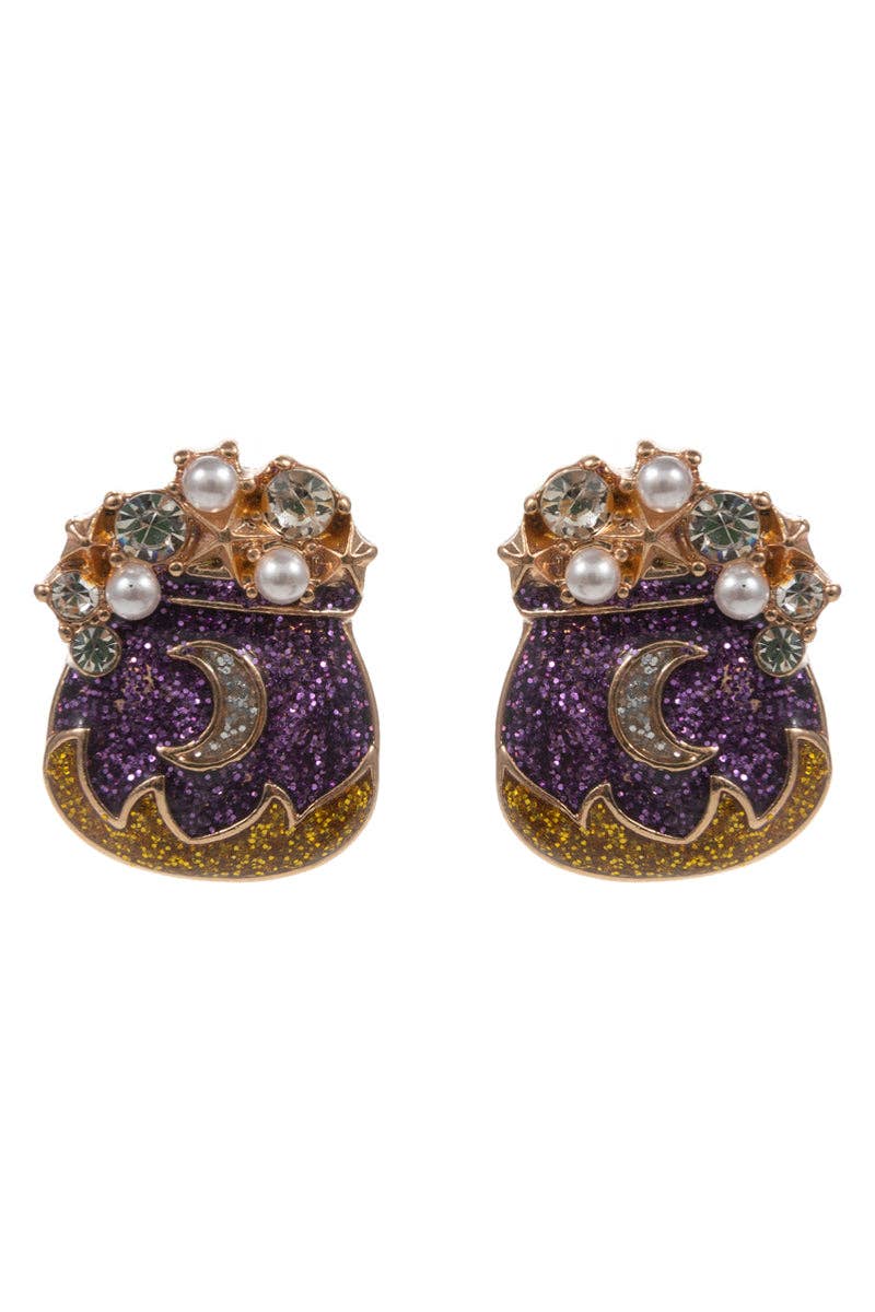 Accessories, Earrings - Halloween Witch Brew Enamel Titanium Post Earrings - - Cultured Cloths Apparel
