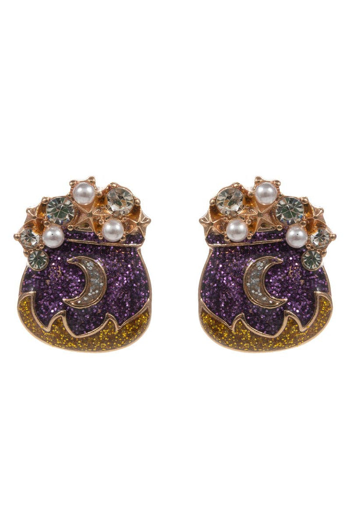Accessories, Earrings - Halloween Witch Brew Enamel Titanium Post Earrings - - Cultured Cloths Apparel