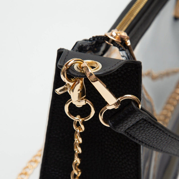 - Marilyn Clear Satchel Bag With Chain Strap - - Cultured Cloths Apparel