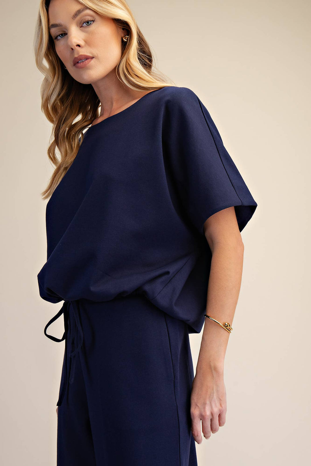 - Round Neck Asymmetrical Hem Adjustable With Ties Top - - Cultured Cloths Apparel