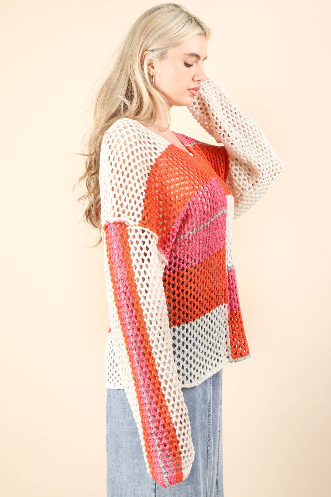 Sweaters & Outerwear - Color Block Oversized Summer Knit Sweater Top - - Cultured Cloths Apparel
