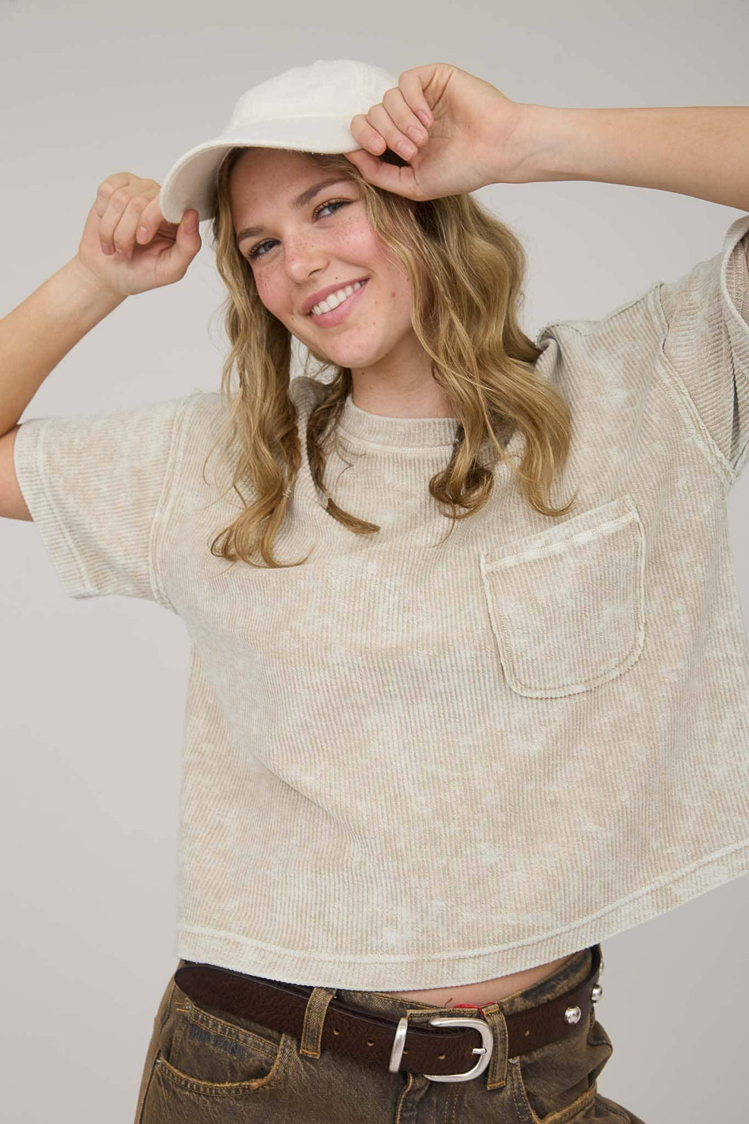 Women's Short Sleeve - WASHED RIBBED SHORT SLEEVE TEE WITH POCKET - - Cultured Cloths Apparel