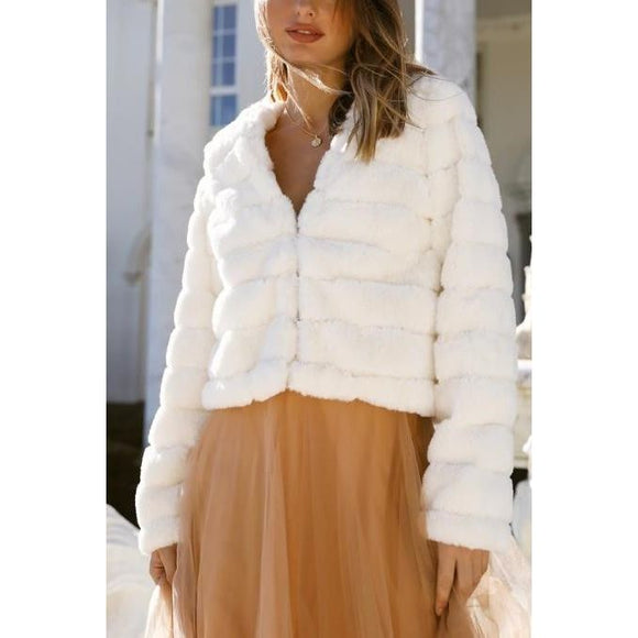 Outerwear - Faux Fur Cop Jacket - WHITE - Cultured Cloths Apparel