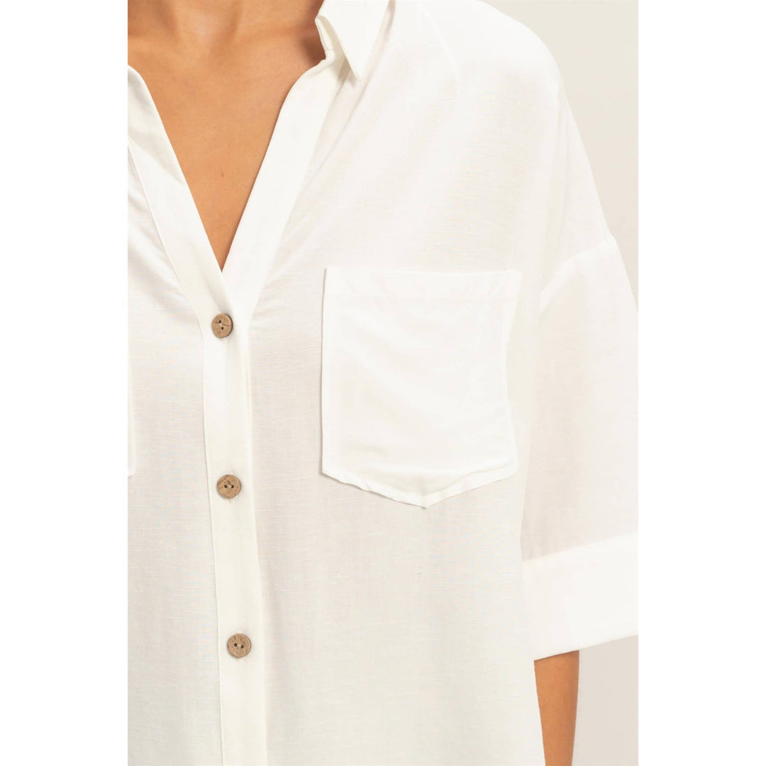 Button-Up Collared Short Sleeve Shirt