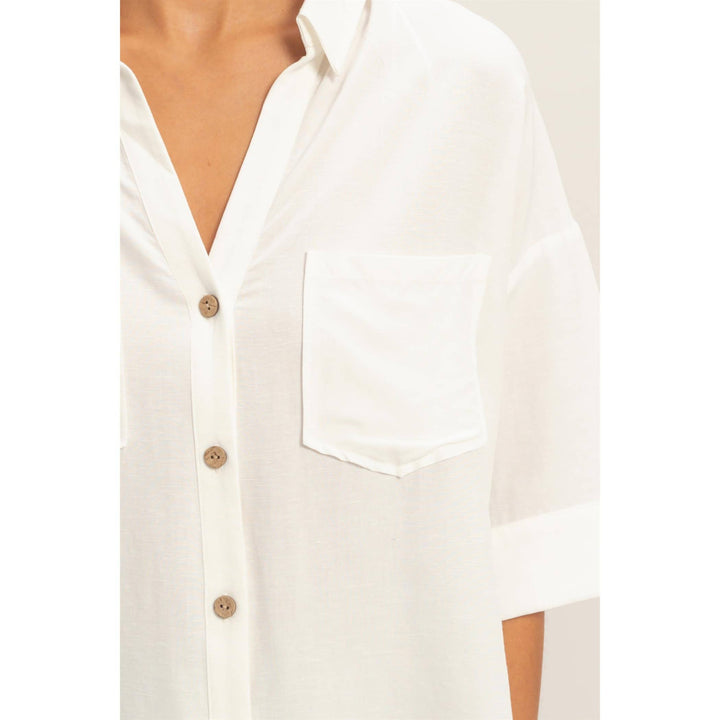 Button-Up Collared Short Sleeve Shirt