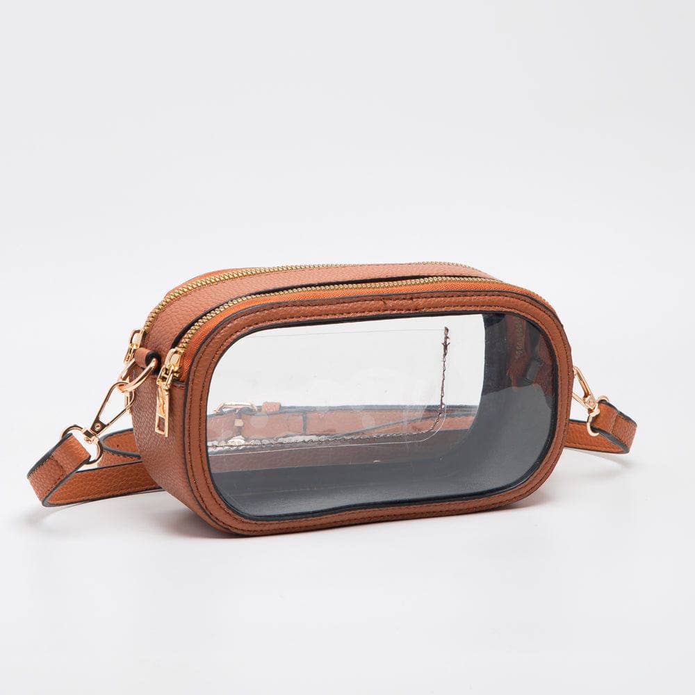 - Double Zipper Oval Clear Gameday/Stadium Bag - Tan - Cultured Cloths Apparel