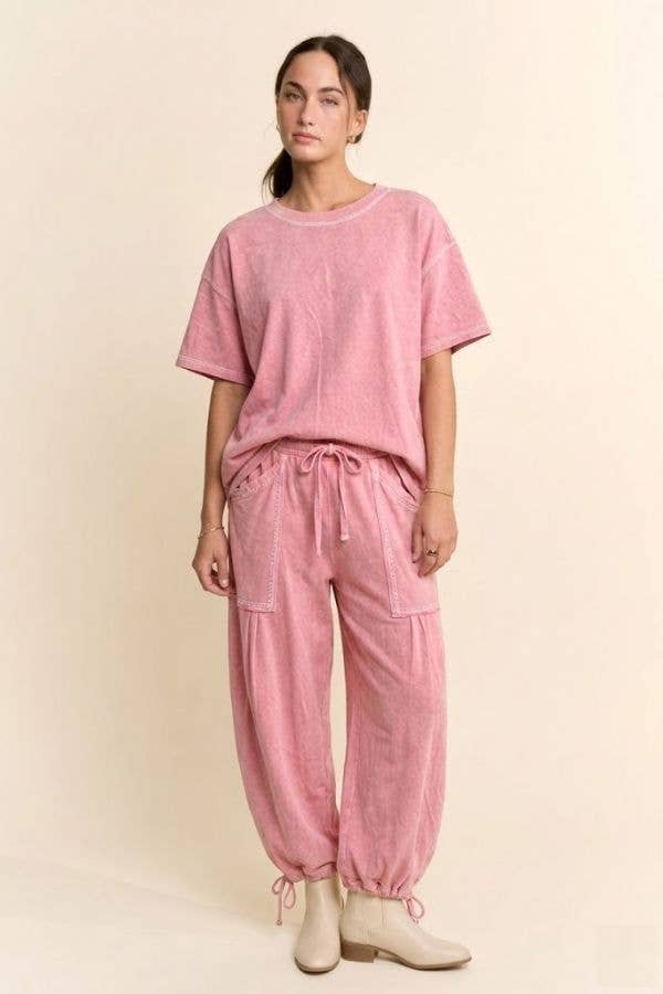 WASHED SHORT SLEEVE AND BALLOON PANTS SET