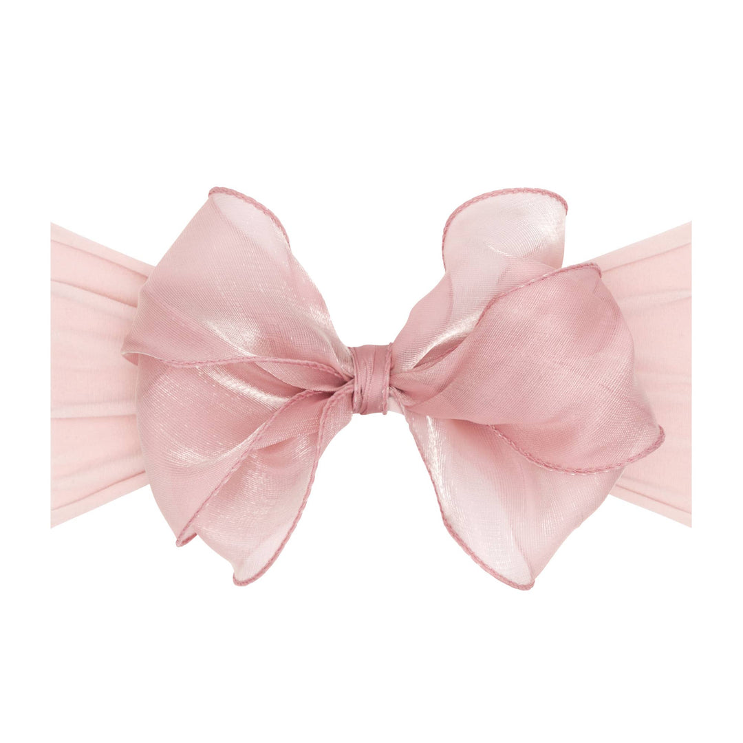 Accessories - Baby Bling® Faux Silk Big Classic Bow on soft nylon headband - Antique Pink Chiffon - Cultured Cloths Apparel