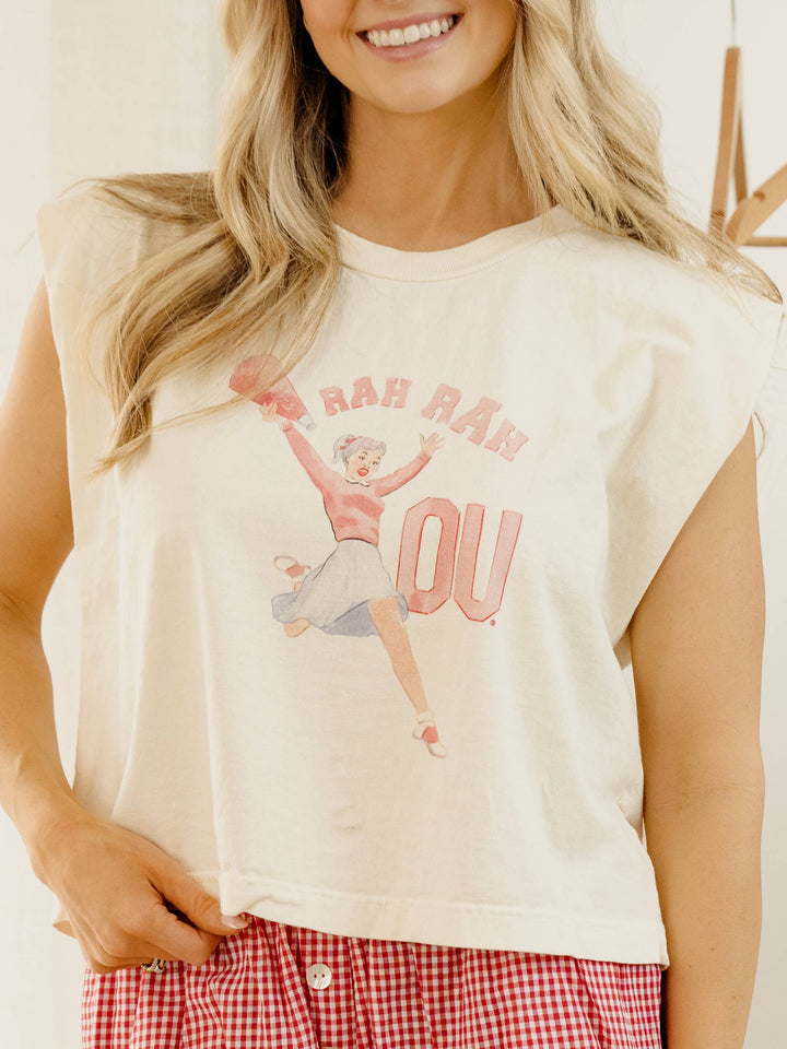 OU Oklahoma Sooners Rah Rah Off White Tank