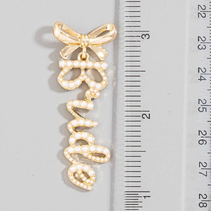Accessories, Earrings - Pearl Pave Bride And Bow Stud Dangle Earrings - - Cultured Cloths Apparel