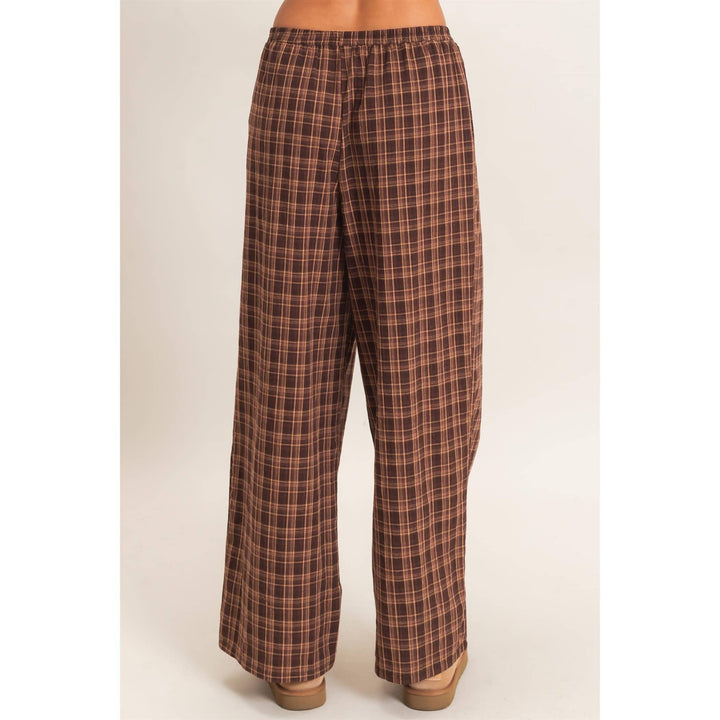 Elastic Waist Plaid Pants