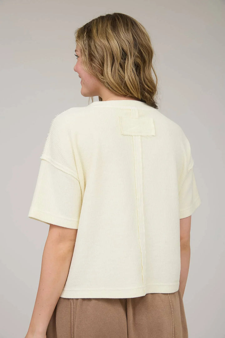 Women's Short Sleeve - WASHED RIBBED SHORT SLEEVE TEE WITH POCKET - - Cultured Cloths Apparel