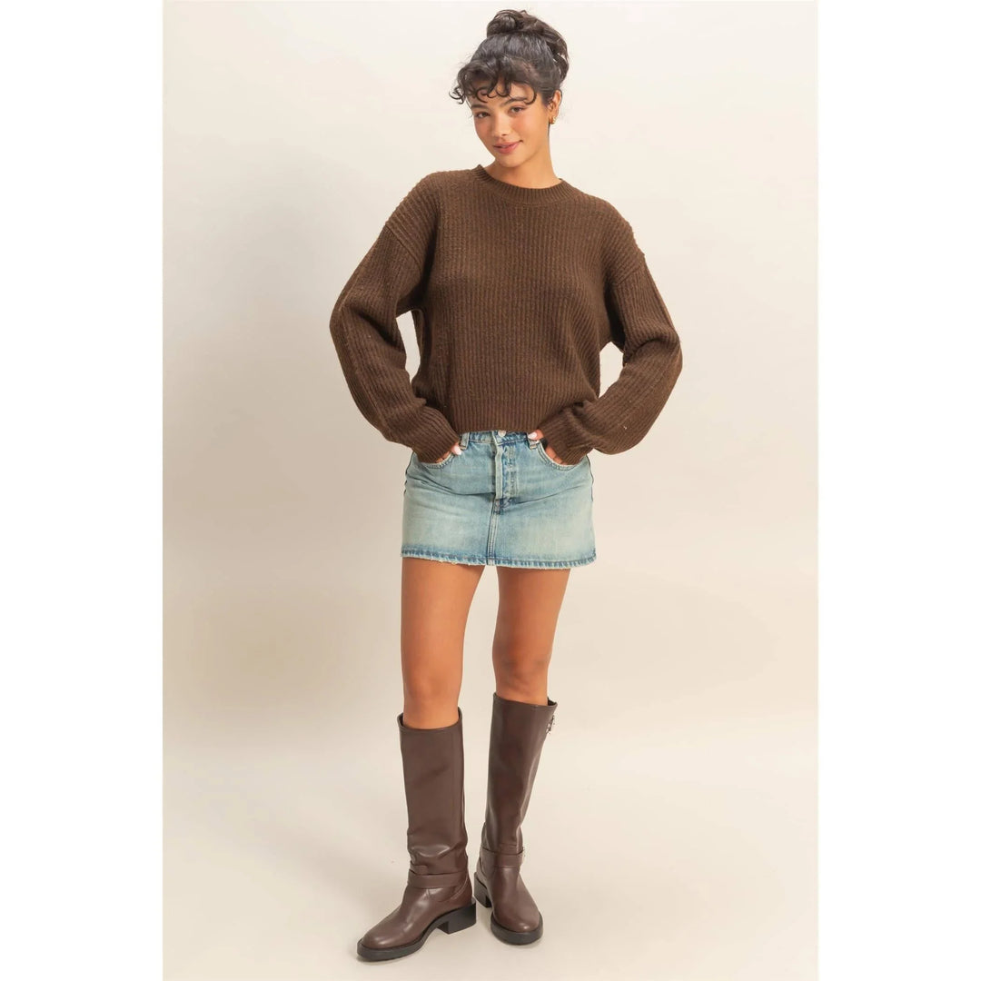 Women's Sweaters - Ribbed Crew Neck Sweater - - Cultured Cloths Apparel