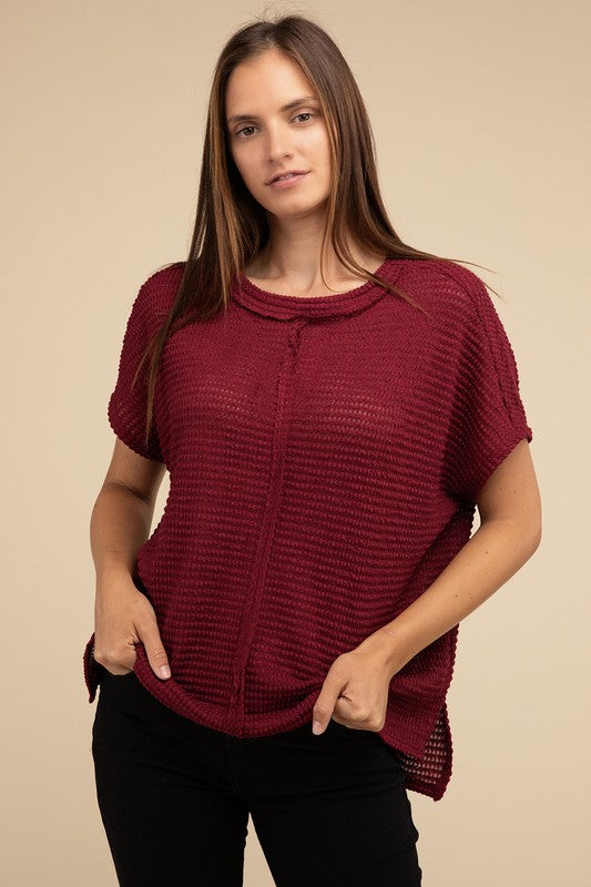  - Dolman Short Sleeve Jacquard Sweater -  - Cultured Cloths Apparel