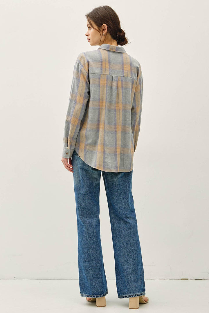 COTTON 100 CLASSIC  FADED PLAID SHIRT