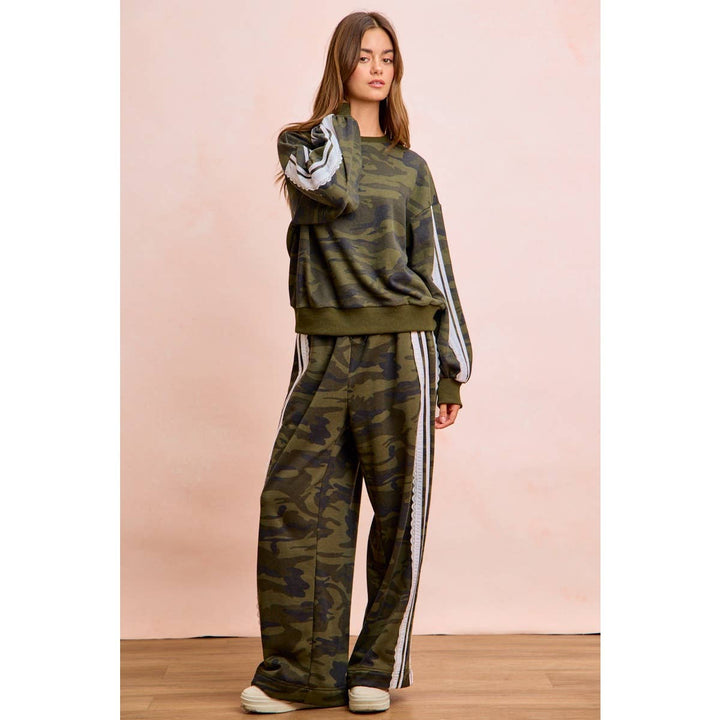 Pants - CAMOUFLAGE FRENCH TERRY LACE CONTRAST SWEATPANTS - - Cultured Cloths Apparel