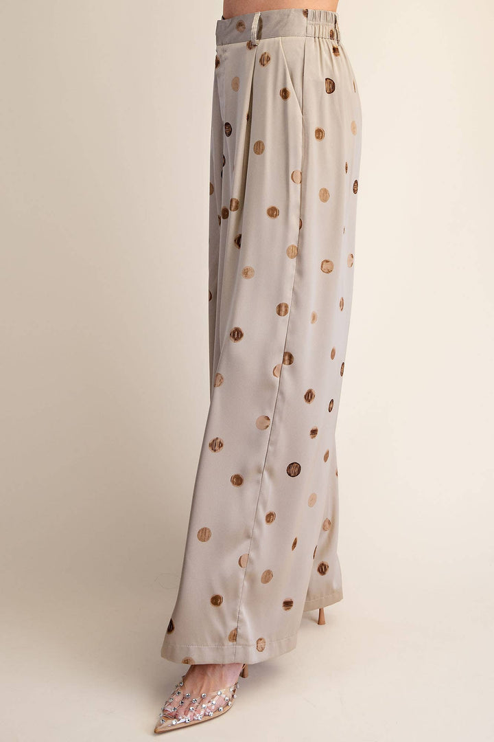 Tailored Wide Polka Dot High Waist Pants
