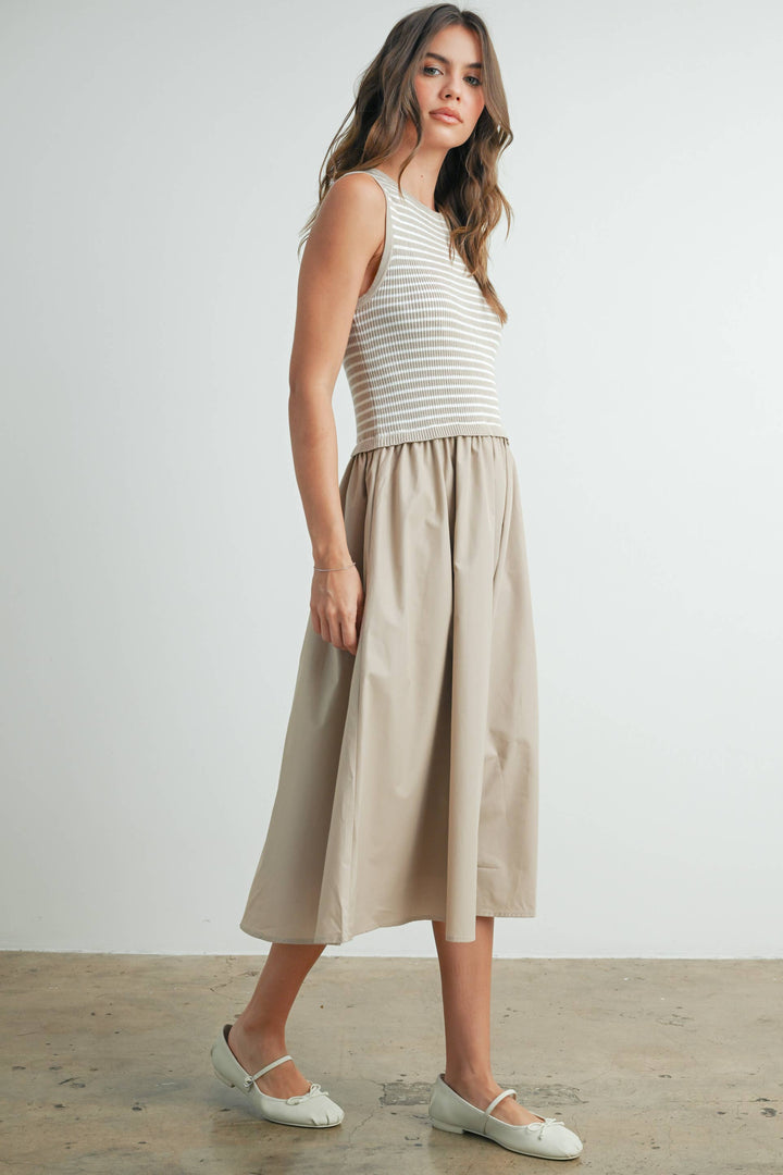 Dresses - Striped Sleeveless Maxi Dress with PocketS - - Cultured Cloths Apparel