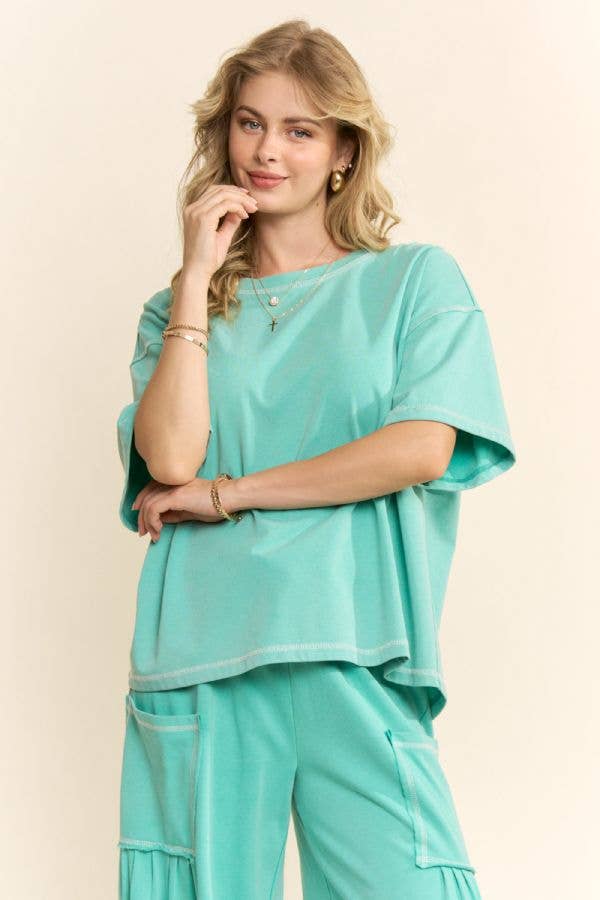 WASHED SHORT SLEEVE AND BALLOON PANTS SET