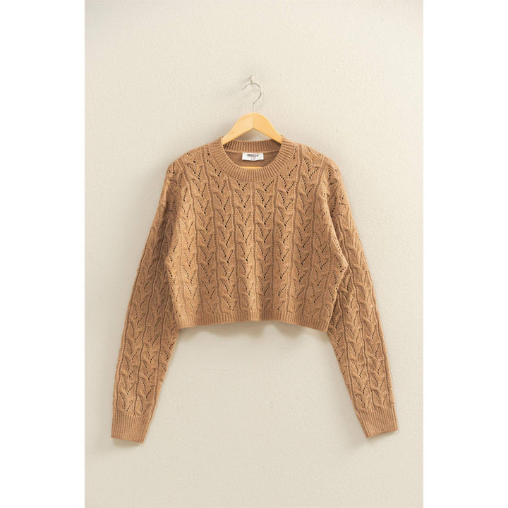 Women's Sweaters - Cropped Cable Knit Sweater - - Cultured Cloths Apparel