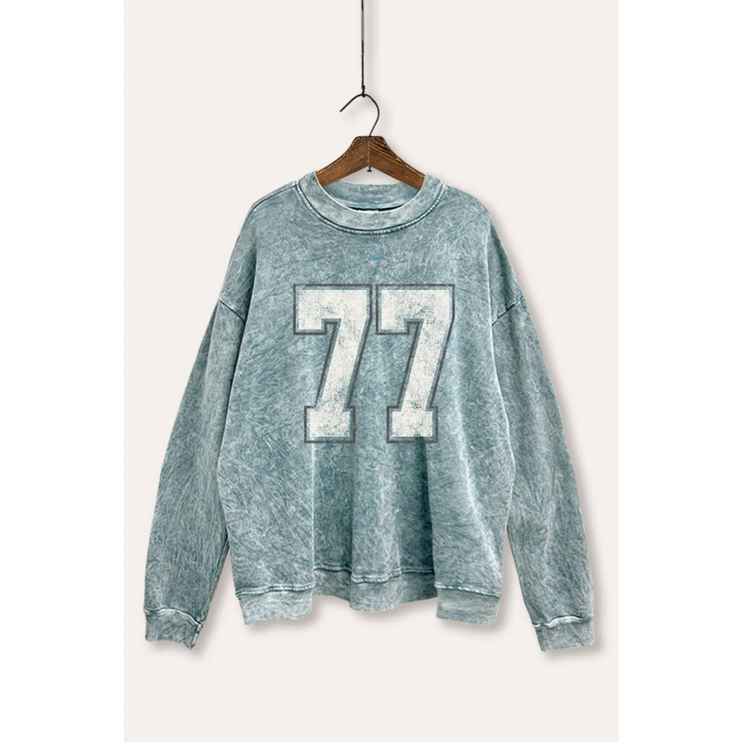 Number 77 Graphic Mineral Wash Sweatshirt