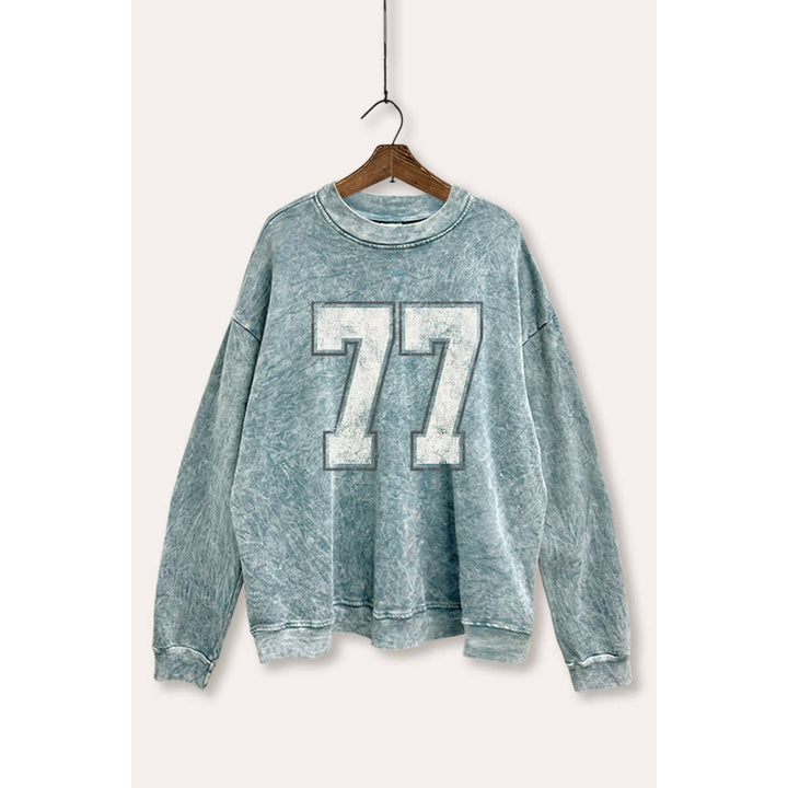 Number 77 Graphic Mineral Wash Sweatshirt