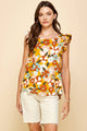 Women's Sleeveless - Floral Sleeveless Top with Ruffled Sleeves -  - Cultured Cloths Apparel