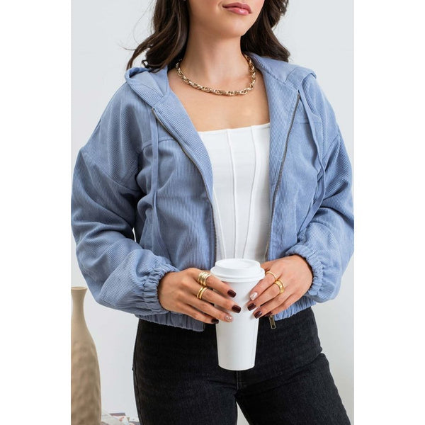 Outerwear - Corduroy Zip Up Jacket - Blue - Cultured Cloths Apparel