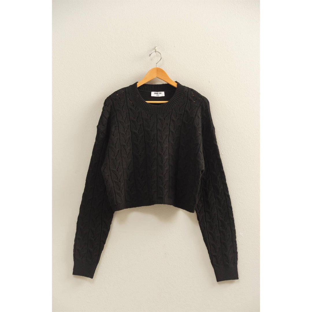 Women's Sweaters - Cropped Cable Knit Sweater - - Cultured Cloths Apparel