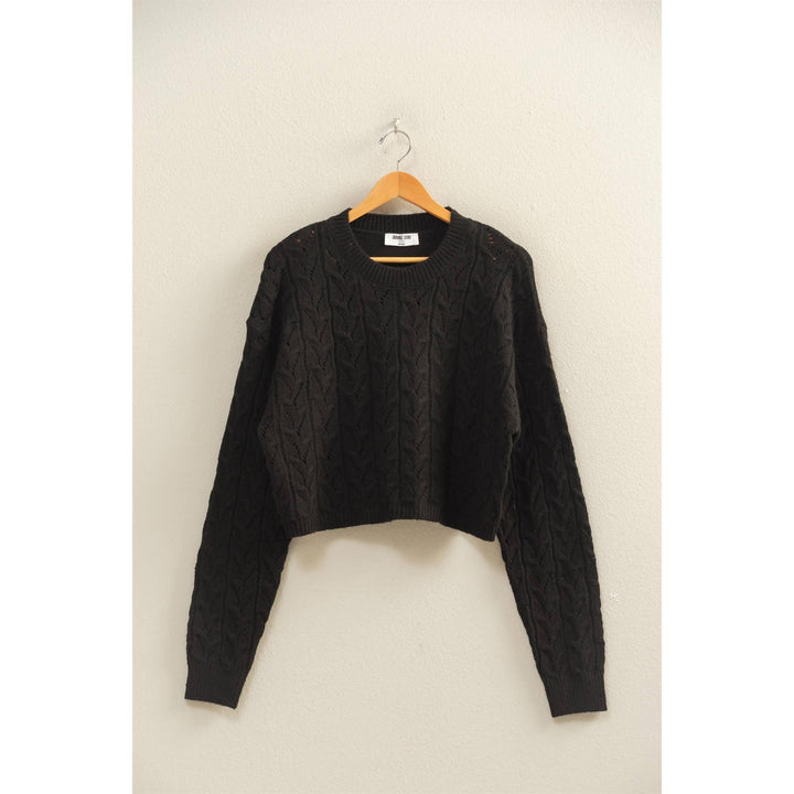 Women's Sweaters - Cropped Cable Knit Sweater - - Cultured Cloths Apparel