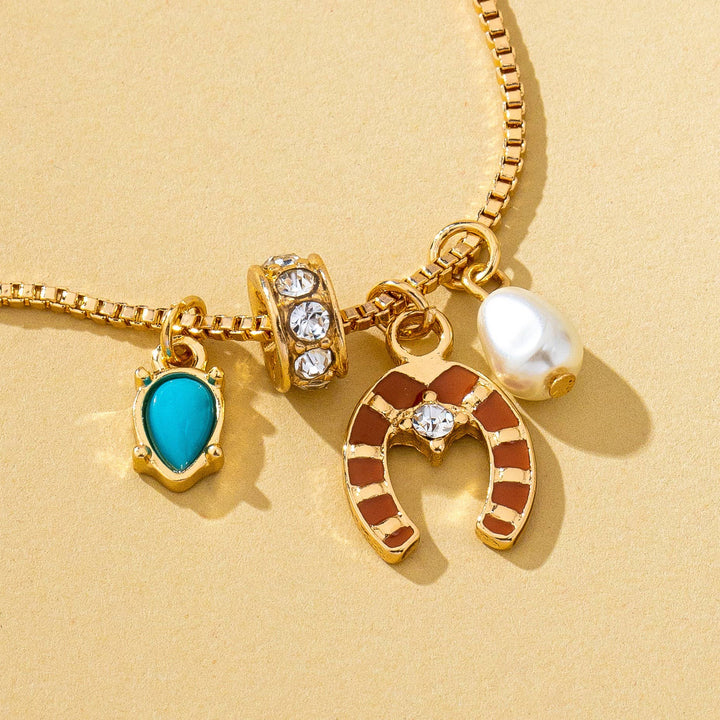 Accessories, Necklaces - Southwest Horseshoe & Turquoise Charm Necklace | 80N93130 - - Cultured Cloths Apparel