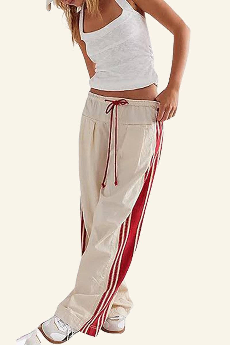 Pants - Striped Drawstring Jogger Pants - - Cultured Cloths Apparel