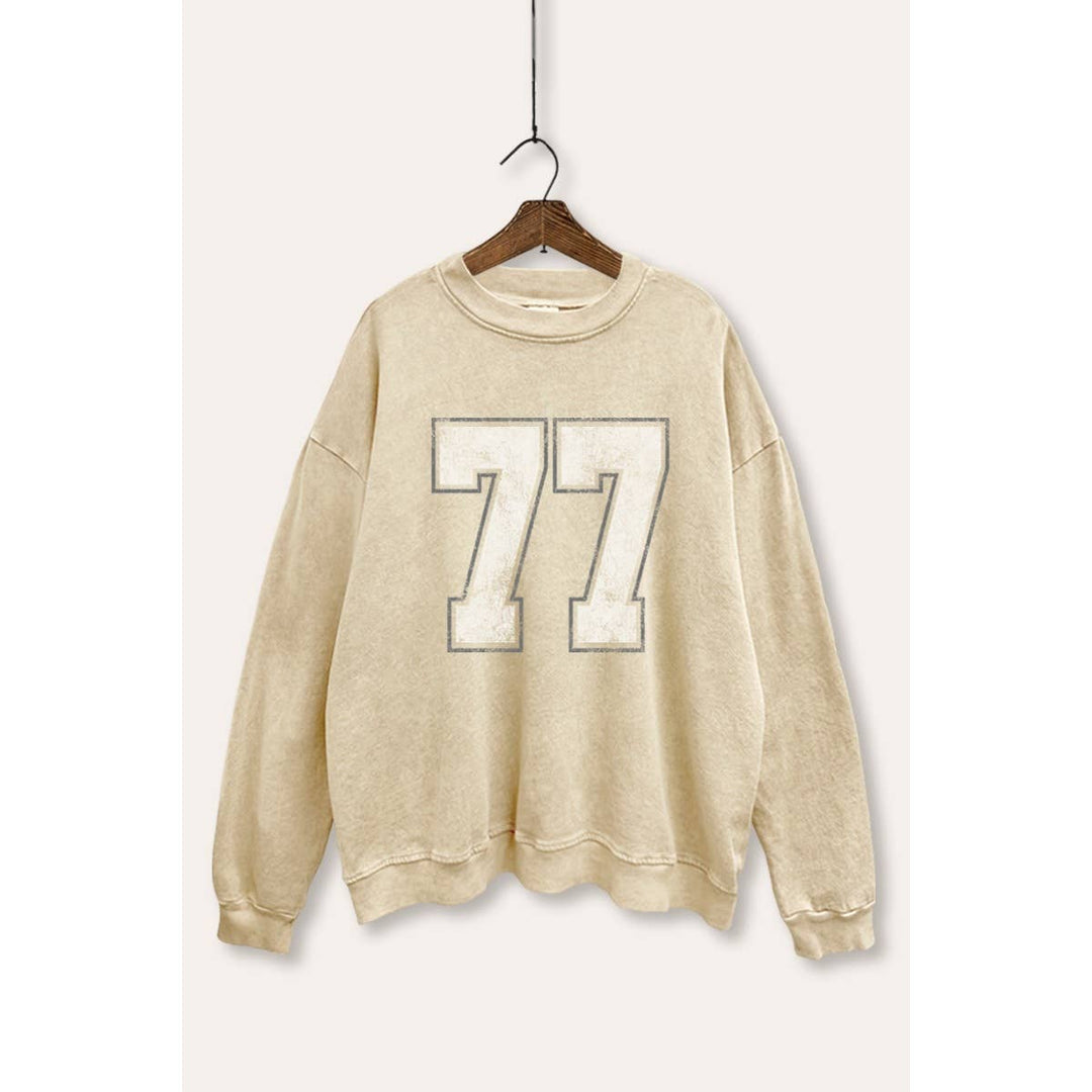 Number 77 Graphic Mineral Wash Sweatshirt