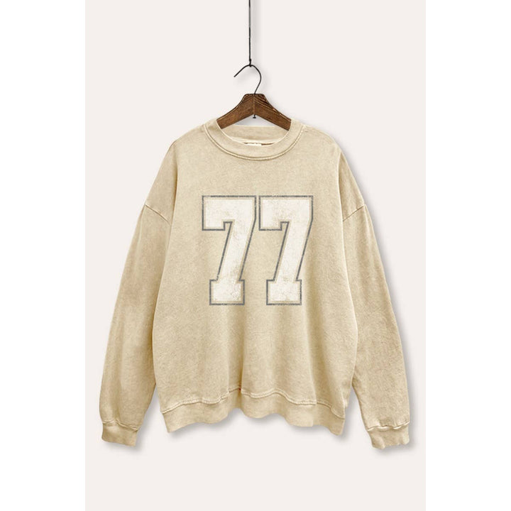 Number 77 Graphic Mineral Wash Sweatshirt
