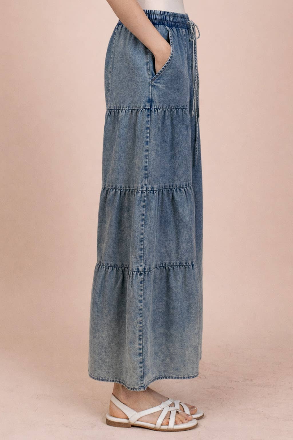 Pants - Tiered Layers Mineral Washed Chambray Pants - - Cultured Cloths Apparel