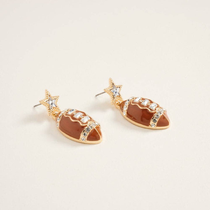 Accessories, Earrings - 1.75 Inch Football Star Gameday Rhinestone Post Earrings - - Cultured Cloths Apparel