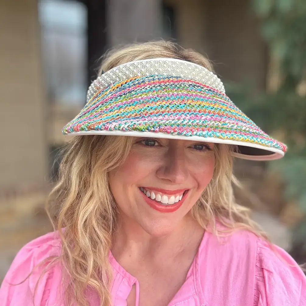 Accessories, Hats - Wide-Brimmed Visor - Colorful Woven Brim - June - - Cultured Cloths Apparel