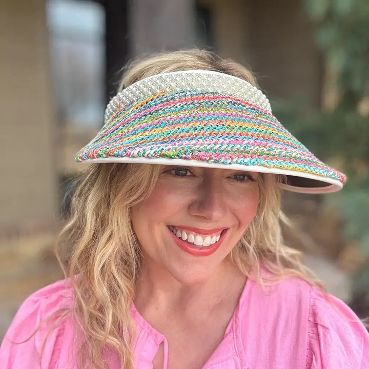 Accessories, Hats - Wide-Brimmed Visor - Colorful Woven Brim - June - - Cultured Cloths Apparel
