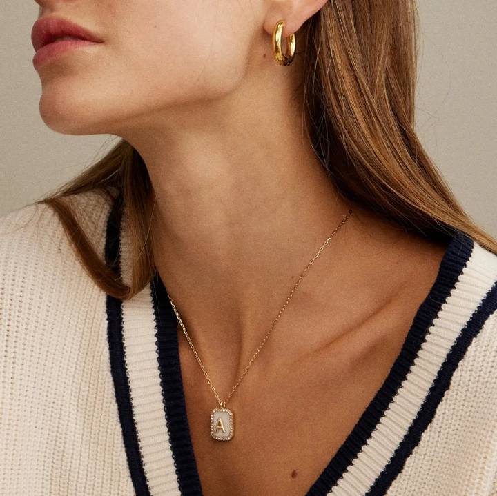 Accessories, Necklaces - Short Necklace | Initial Shell Charm - - Cultured Cloths Apparel