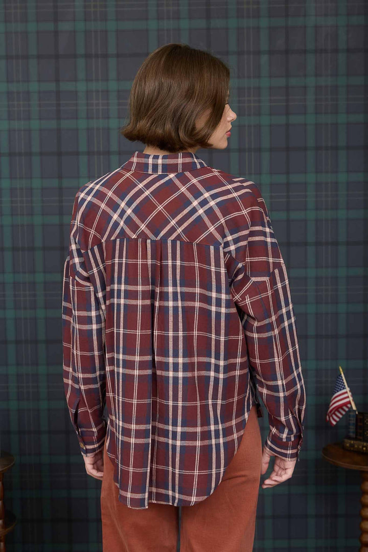 Women's Long Sleeve - PLAID BUTTON DOWN POCKET DETAIL LONG SLEEVE SHIRT - - Cultured Cloths Apparel