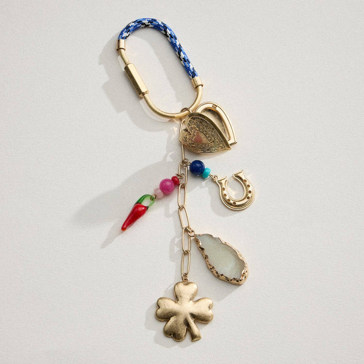 Accessories, Key Chains - Gold Lucky Charm Keychain | Clover & Heart - - Cultured Cloths Apparel